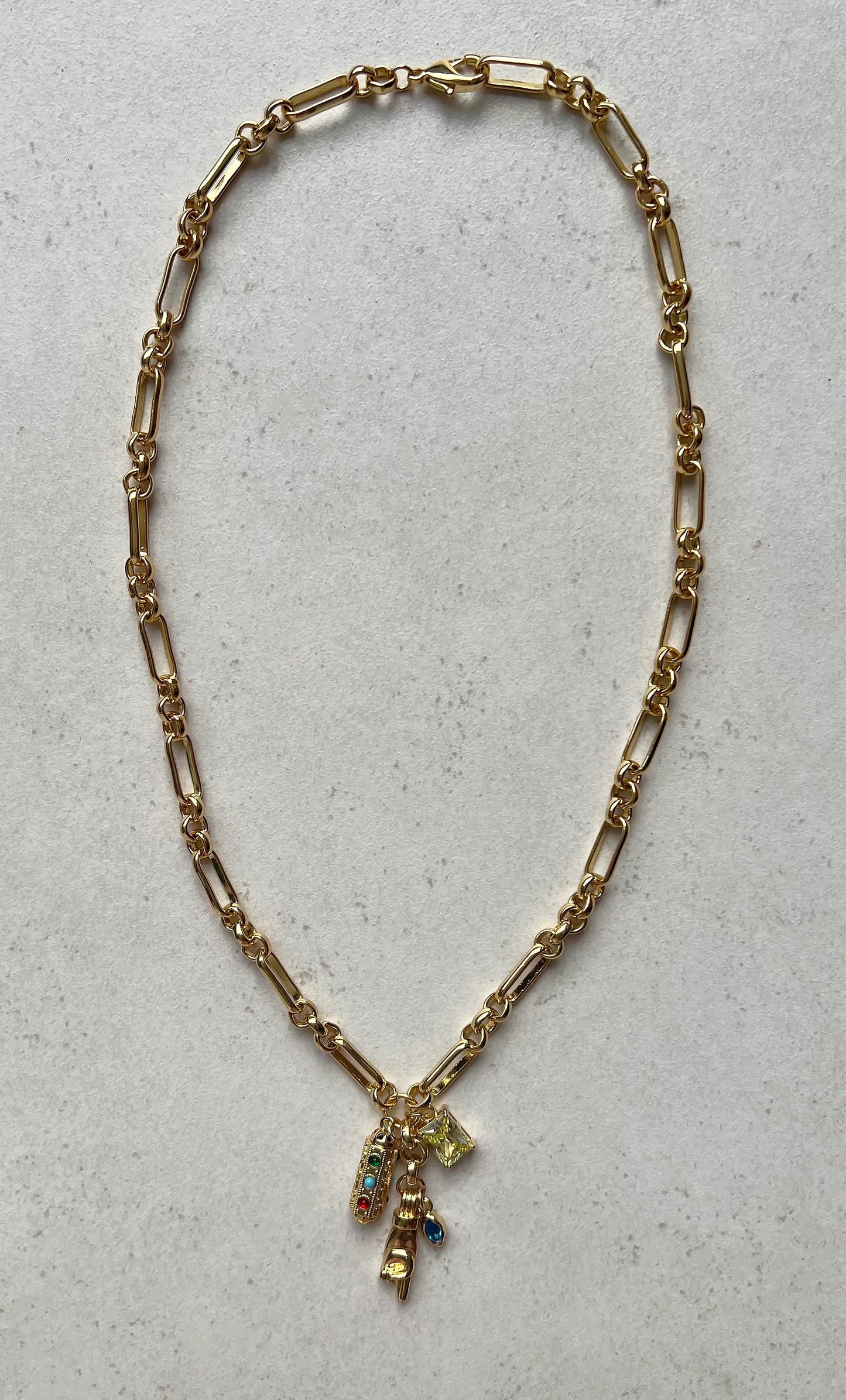 TUNIK - Fortuna Protective Charms Necklace – 24K Gold Fill Amulet for Luck & Courage