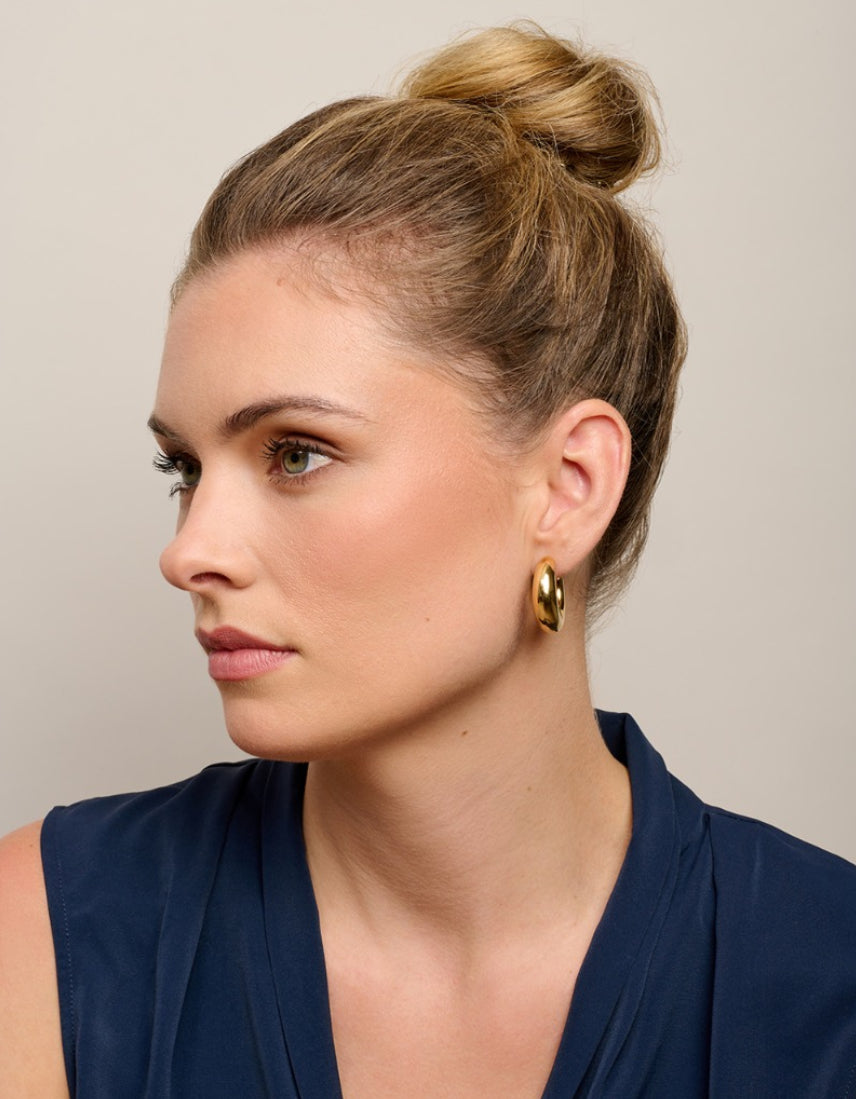 TIGER TREE : Gold Pulled Hoops - Earrings