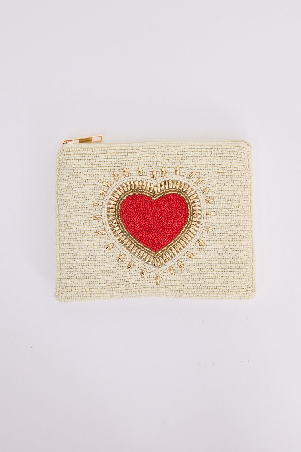 HOLIDAY LIFE : Royal Heart Crème Beaded - Clutch