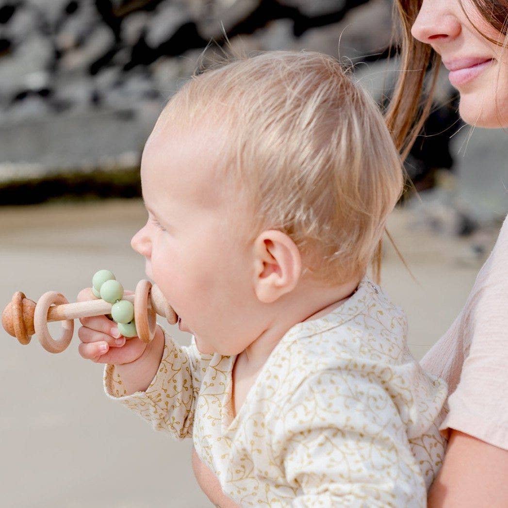 OB DESIGNS : Mint Wooden Rattle