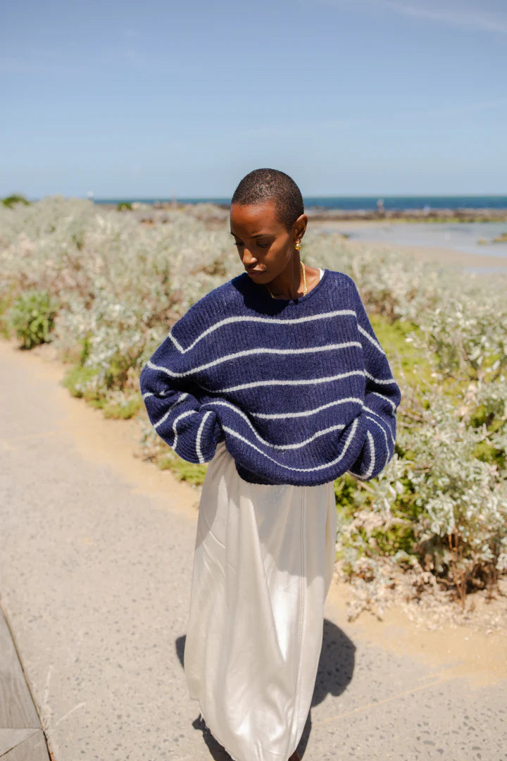 THRD LABEL : Ava Stripe Knit - Navy