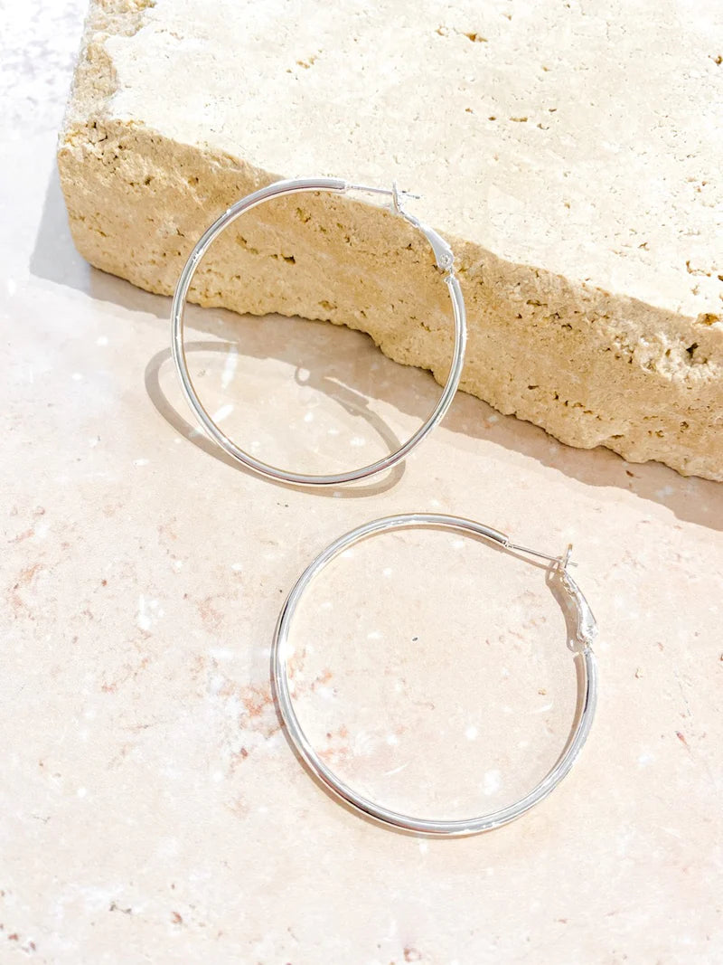 LUSTRE & SAGE: 50mm Classic Silver Hoop - Earrings