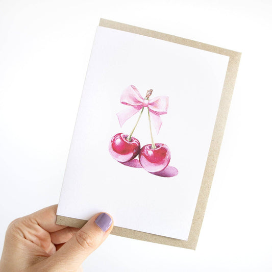GREETING CARD : Julia Ockert - Demure Cherries - Greeting Card