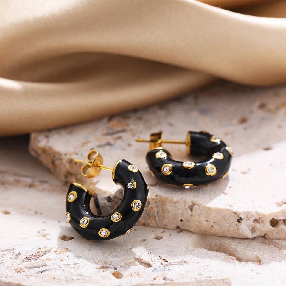 GREENWOOD DESIGNS: Black, Diamond Bling - Earrings