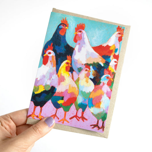 GREETING CARD : Julia Ockert -  Happy Chickens - Greeting Card
