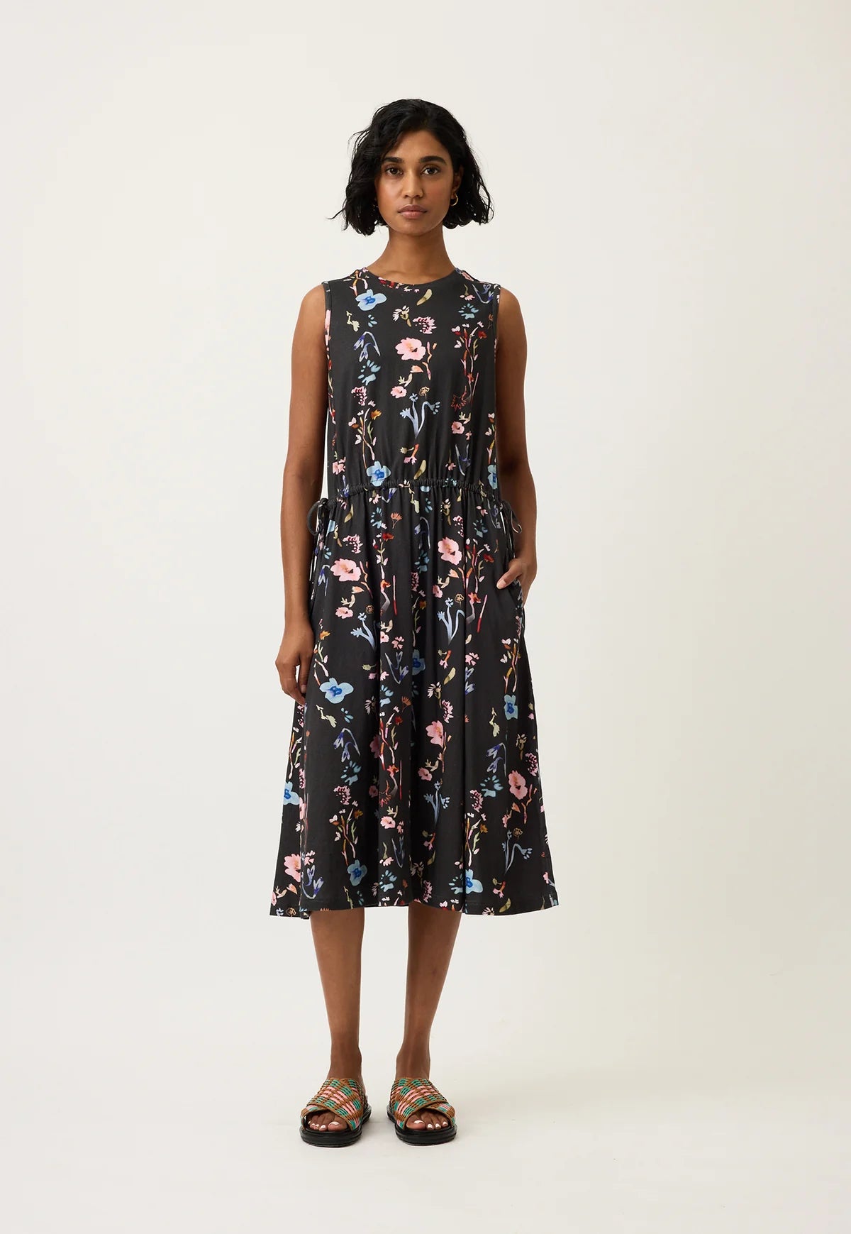 NANCYBIRD : Lidia Tie Dress - Watercolour Charcoal