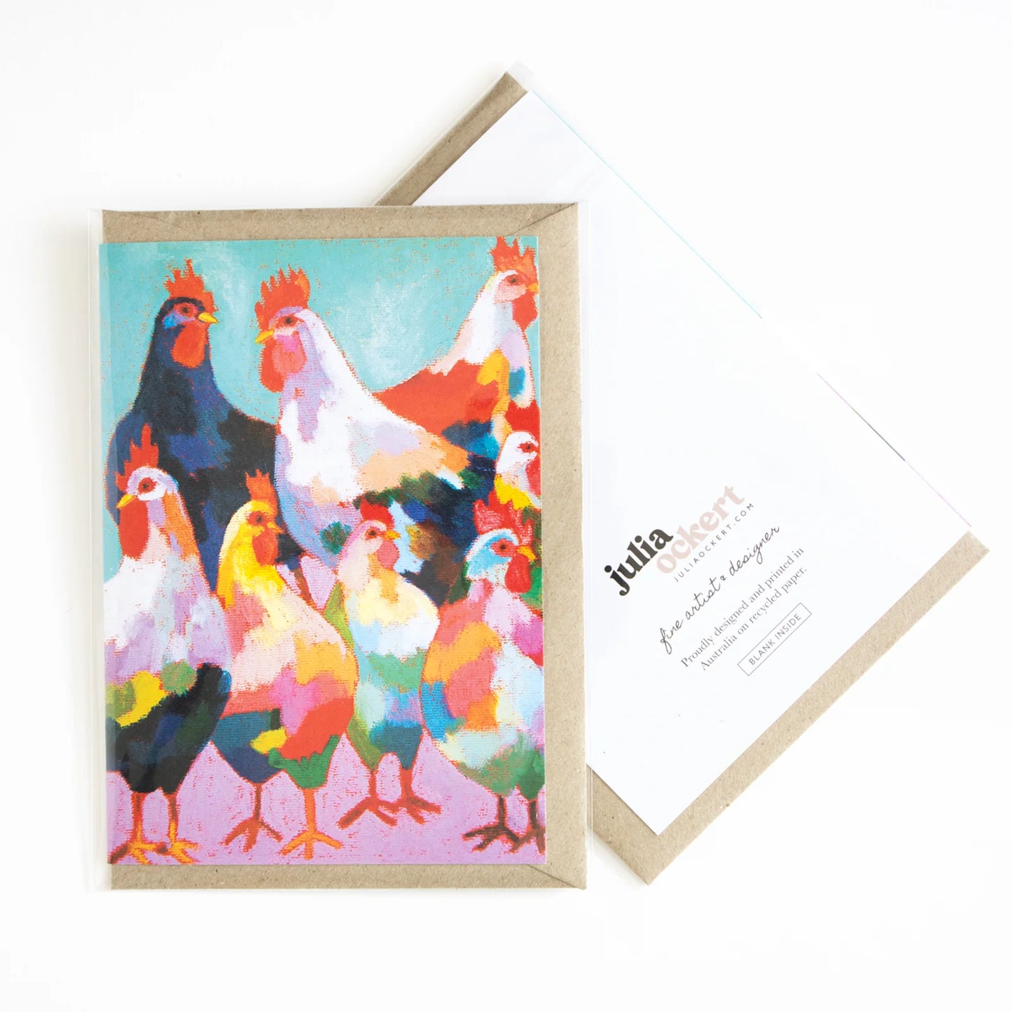 GREETING CARD : Julia Ockert - Happy Chickens - Greeting Card