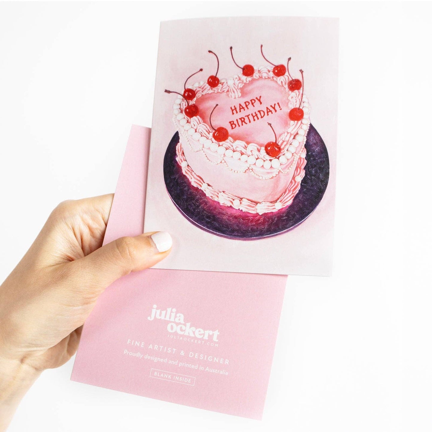GREETING CARD : Julia Ockert - Pink Princess BDAY Cake - Greeting Card
