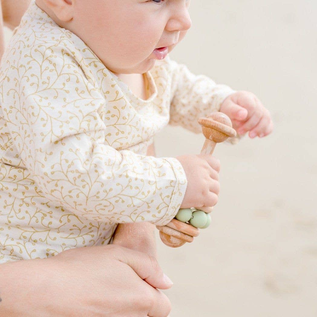 OB DESIGNS : Mint Wooden Rattle