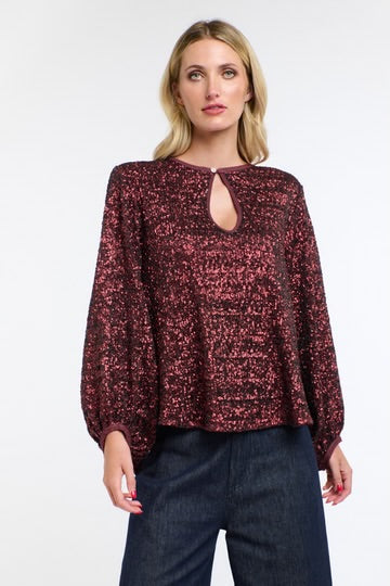 365 DAYS : Paloma Sequins Top - Sangria