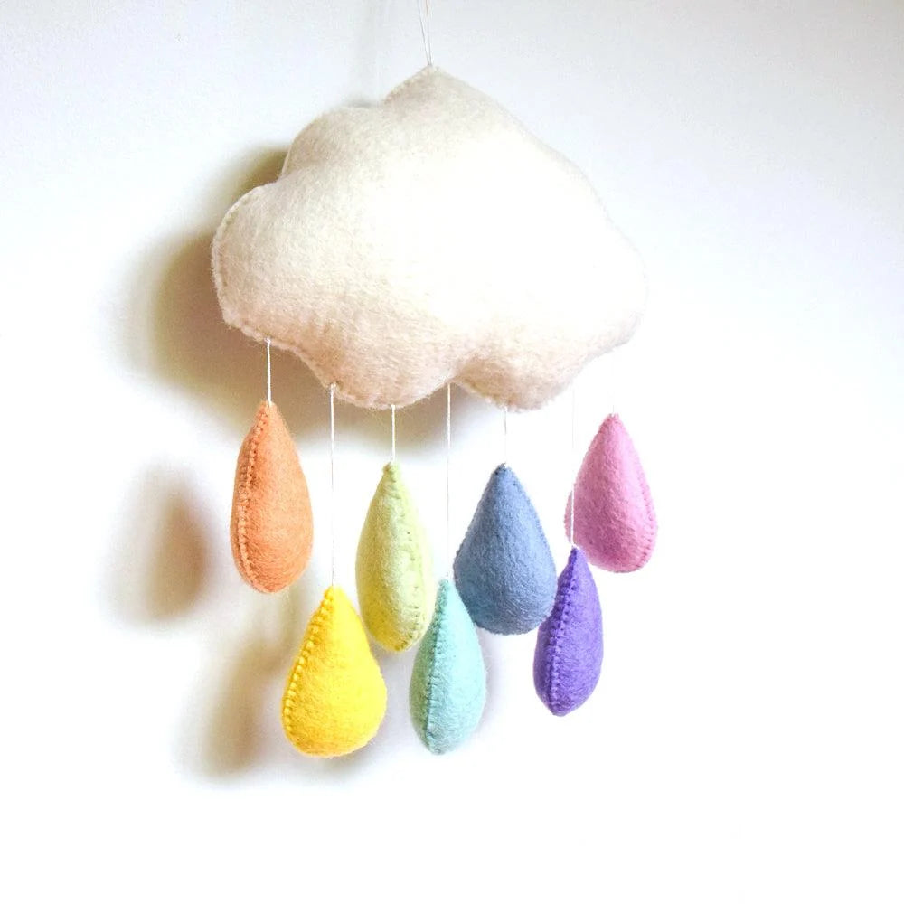 TARA TREASURES : Pastel Rainbow Raindrops Cloud Nursery - Mobile
