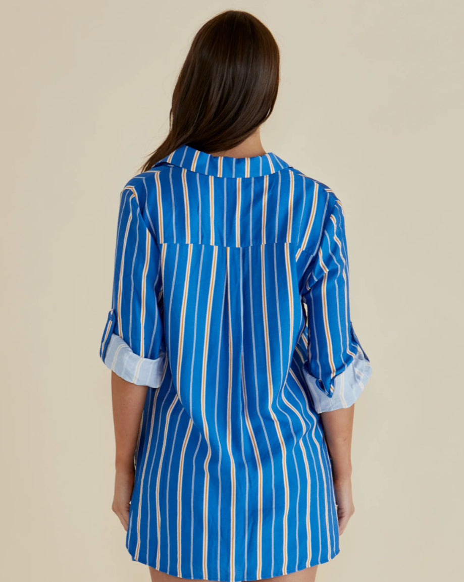 BETTY BASICS : Mills Shirt - Blue Stripe