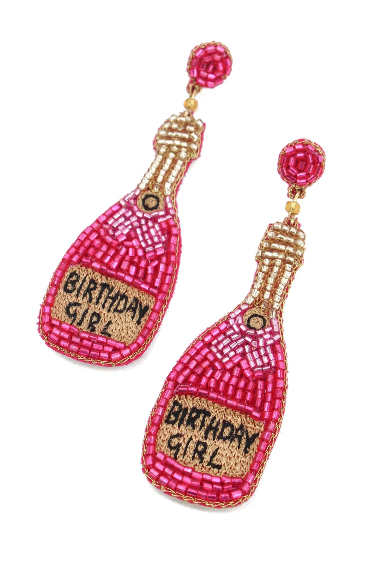 MY DORIS : Beaded Pink Birthday Girl - Earrings