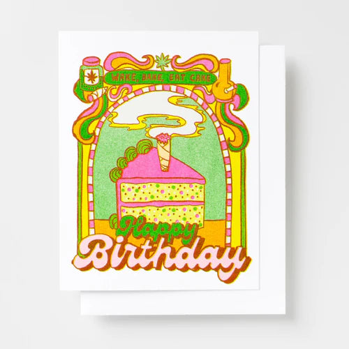 GREETING CARD : Wake, Bake, Eat Cake Happy Birthday W/ Magnetic Pin - Birthday Card