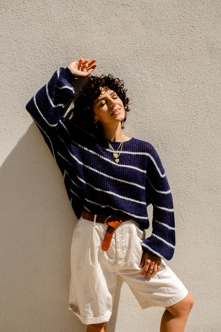 THRD LABEL : Ava Stripe Knit - Navy