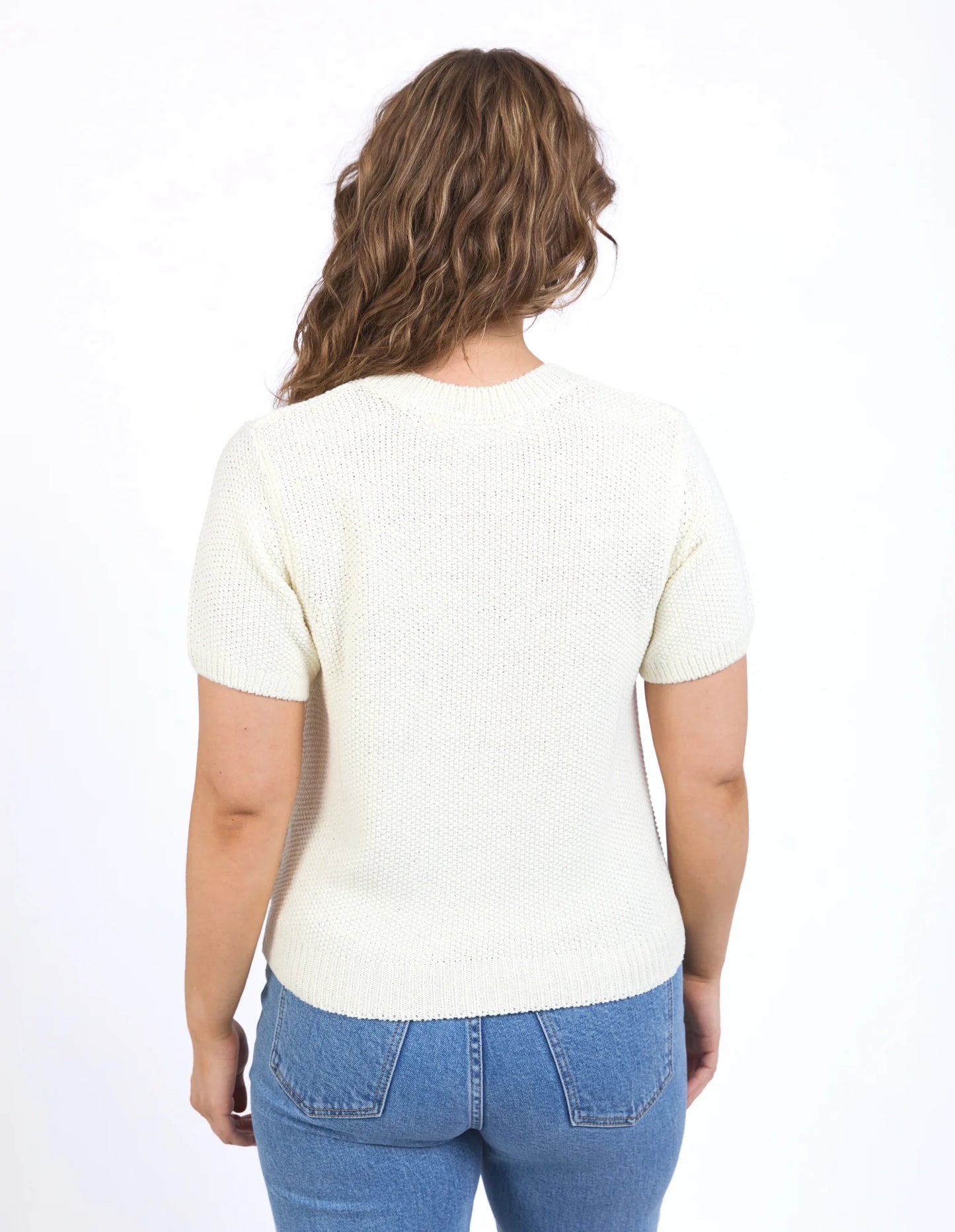 FOXWOOD : Blair Short Sleeve Knit Cream/White - Top