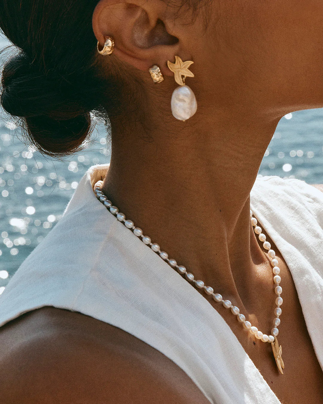 FAIRLEY : Starfish Pearl Drop - Earrings