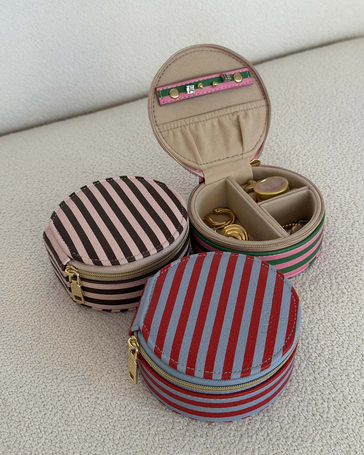 LOUENHIDE: Sisco Stripe Red/Sky Blue - Jewellery Box