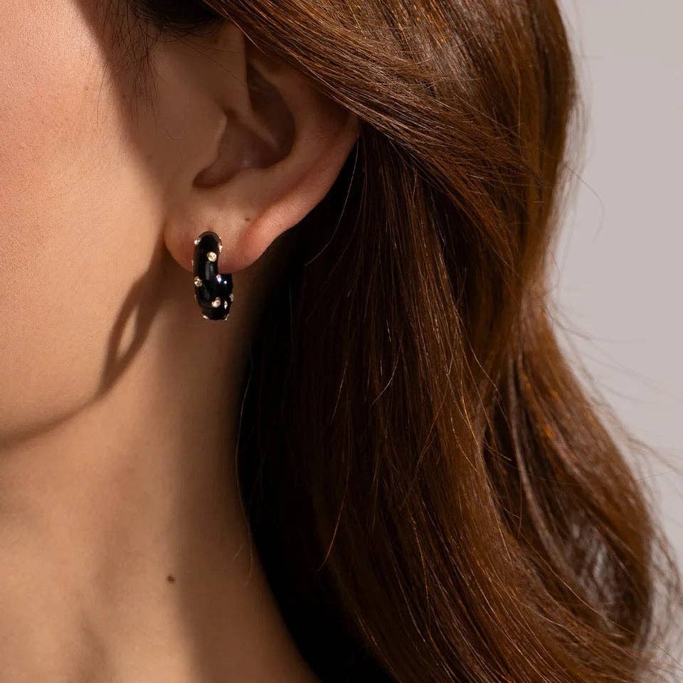 GREENWOOD DESIGNS: Black, Diamond Bling - Earrings