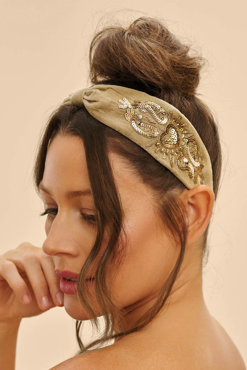 POWDER : Velvet Embellished Beige - Headband