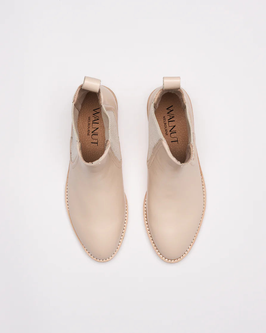 WALNUT : Cora Leather Boot - Vanilla