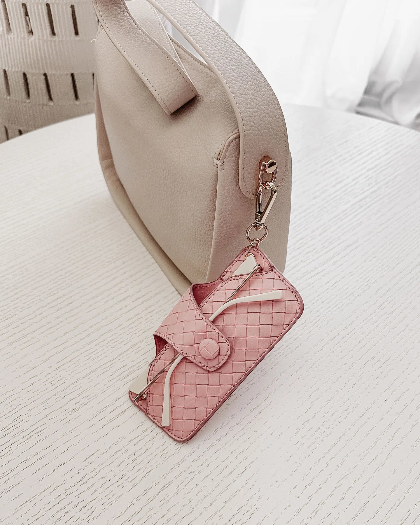 LOUENHIDE: Skittle Woven Pastel Pink - Sunglass Case