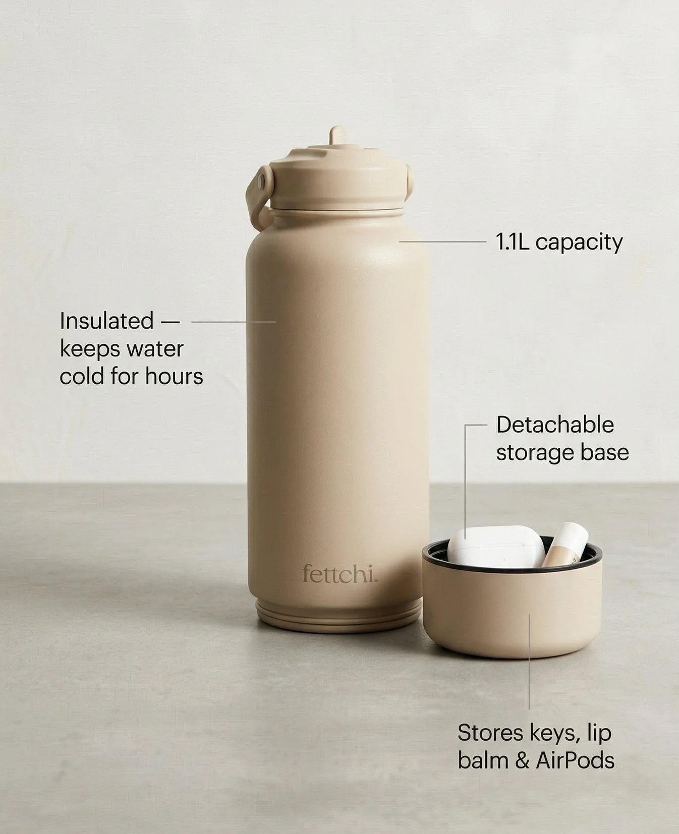 FETTCHI : Water Bottle - 1.1L - Beige