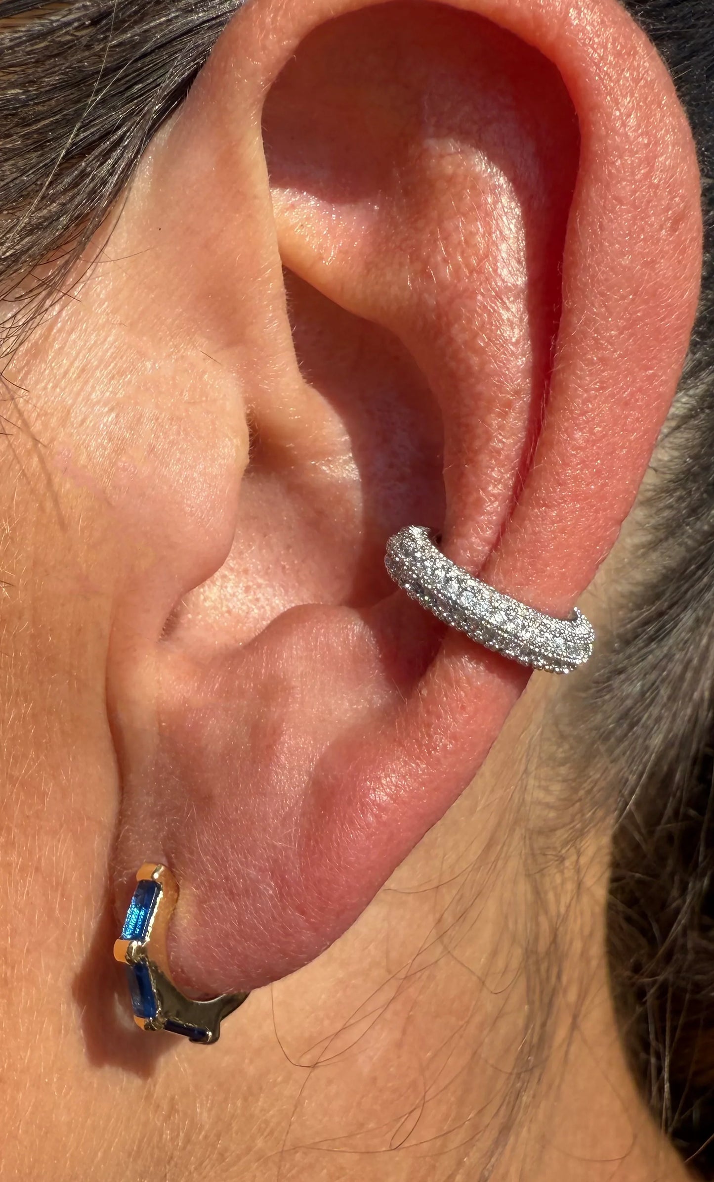TUNIK: Micro Pave Sterling Silver Treasure Ear - Cuff