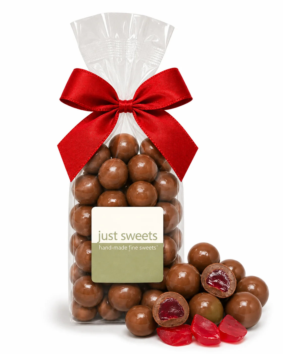 JUST SWEETS: Milk Chocolate Coated Raspberries- 200g Bag