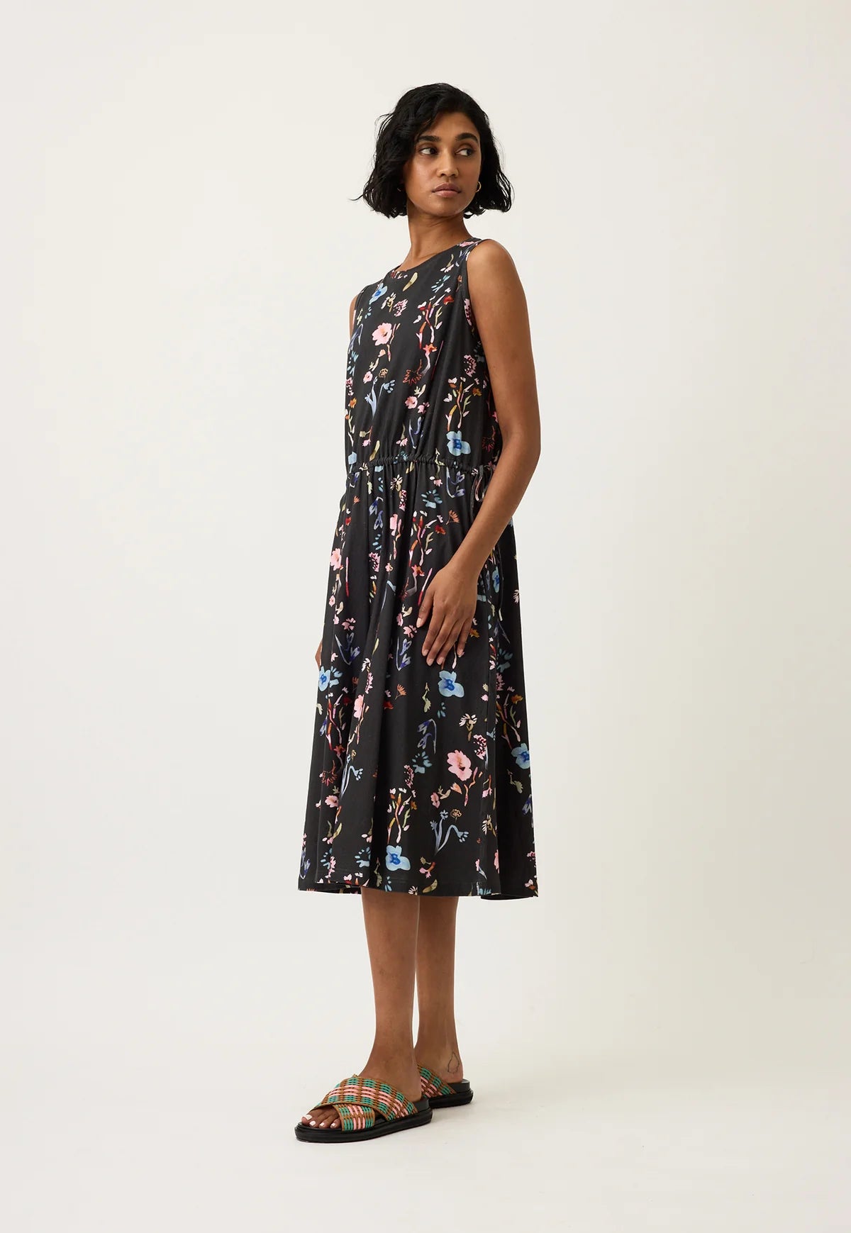 NANCYBIRD : Lidia Tie Dress - Watercolour Charcoal