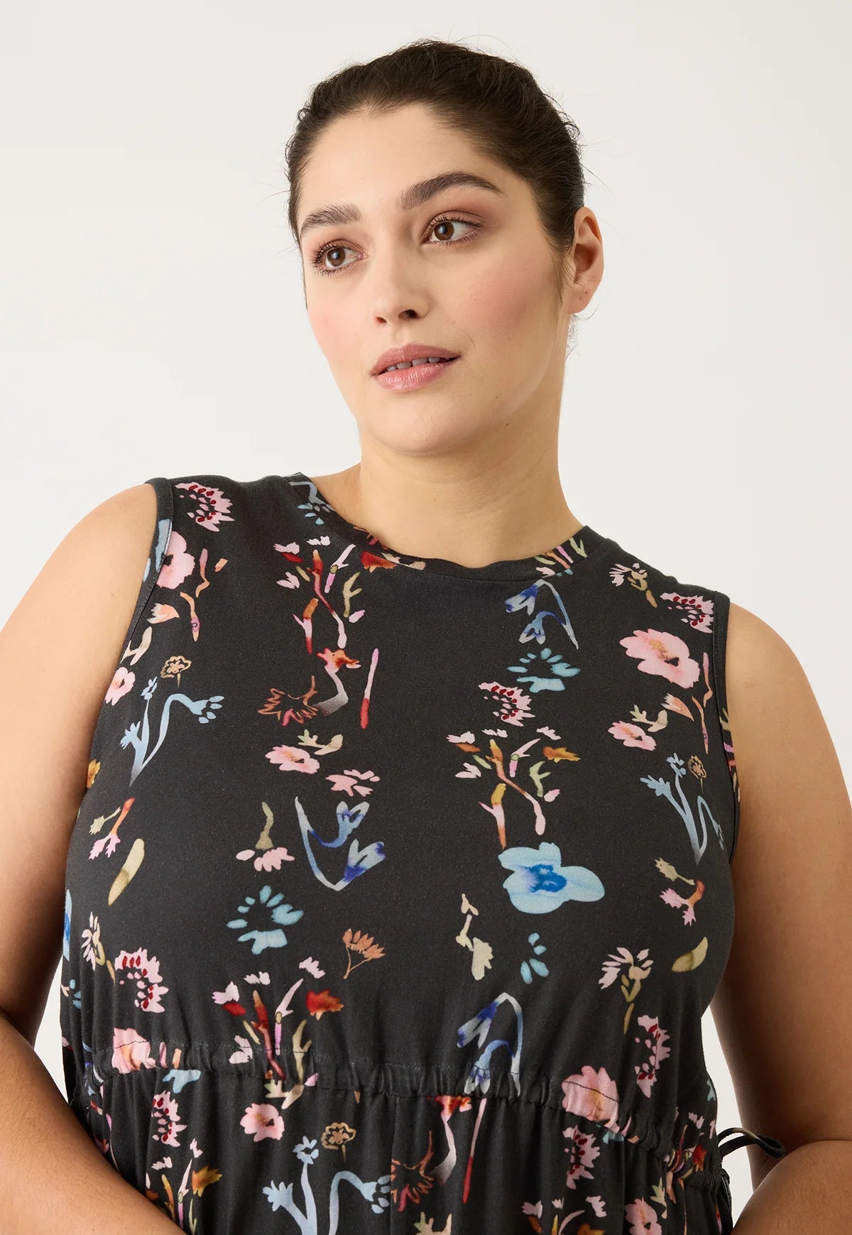 NANCYBIRD : Lidia Tie Dress - Watercolour Charcoal