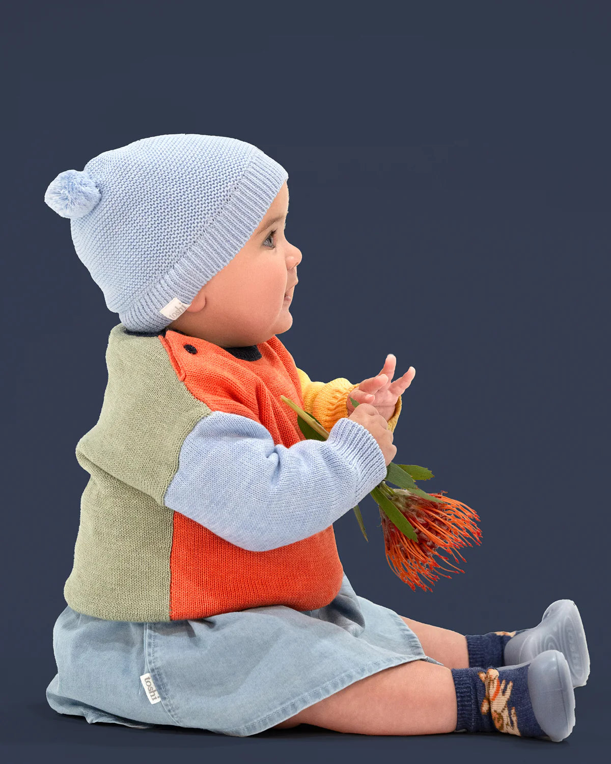 TOSHI : Organic Beanie Snowy - Bluebird