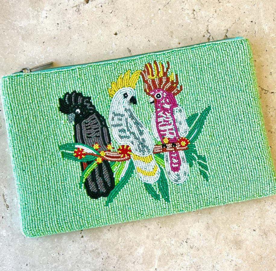 ANNA NOVA : Cockatoo Beaded Clutch