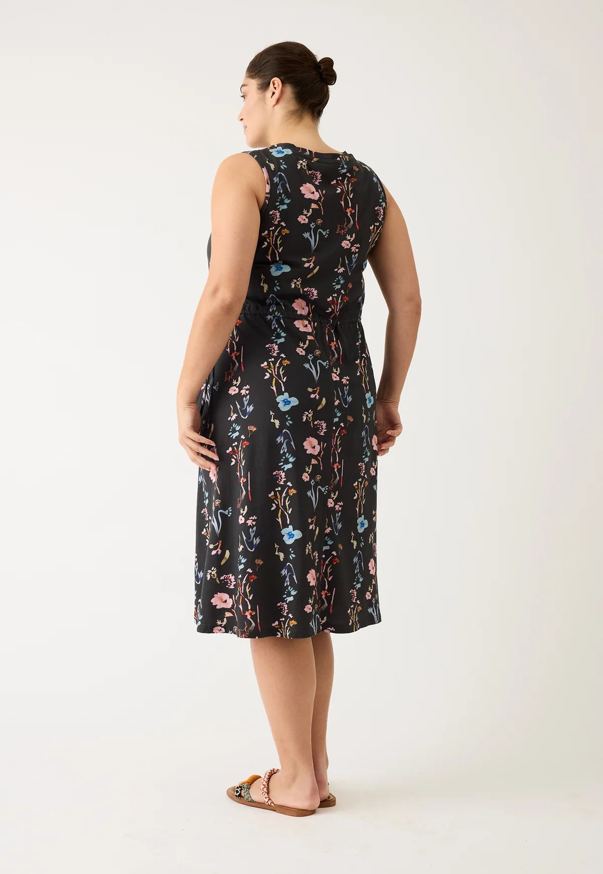 NANCYBIRD : Lidia Tie Dress - Watercolour Charcoal