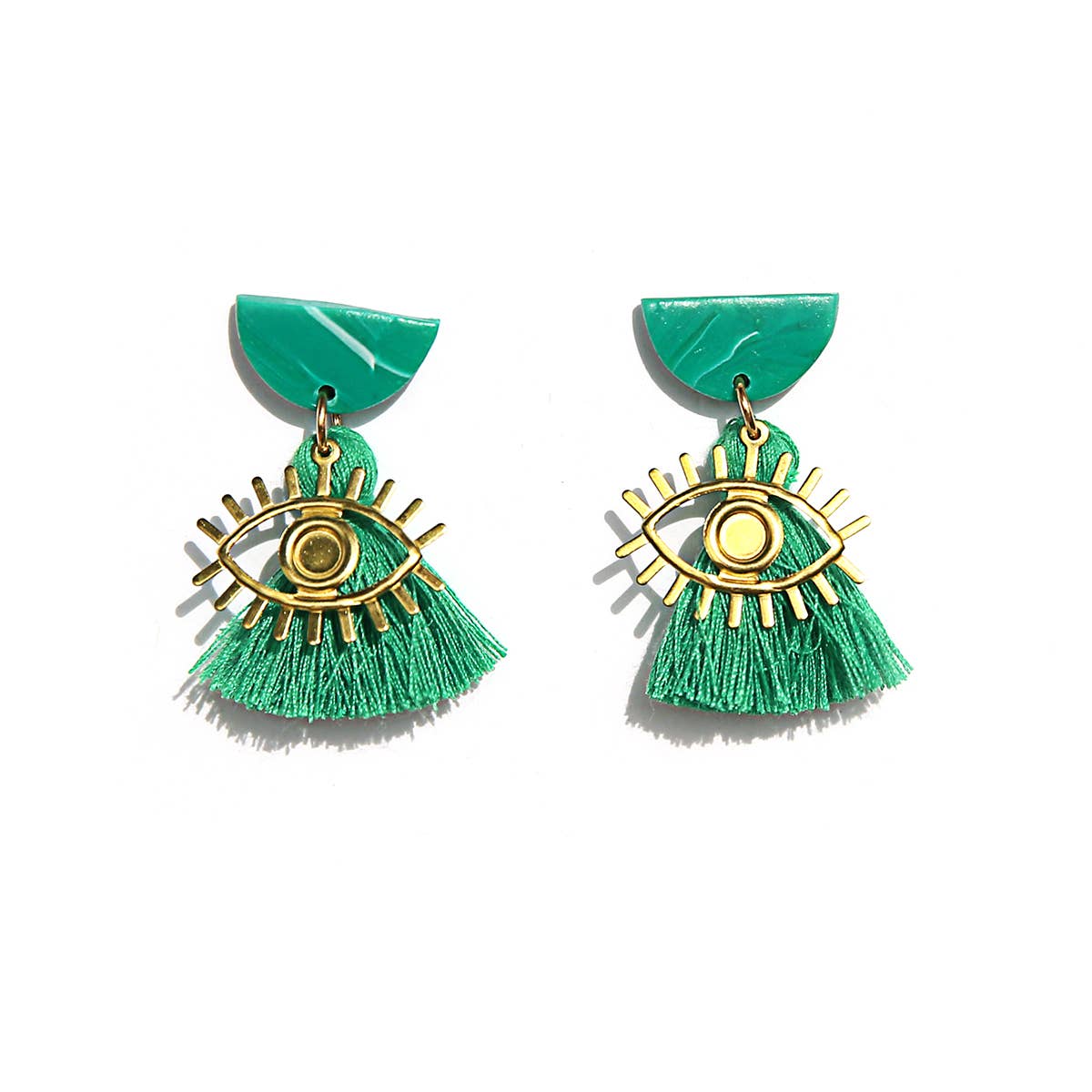 KINGSTON: Emerald Eye Tassels - Earrings