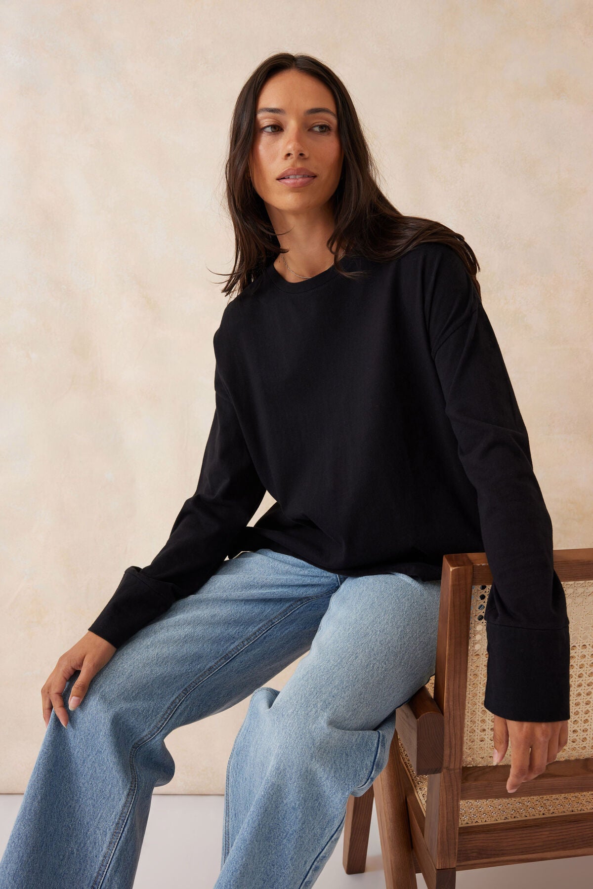 CERES LIFE : Slouchy Long Sleeve Tee - Black