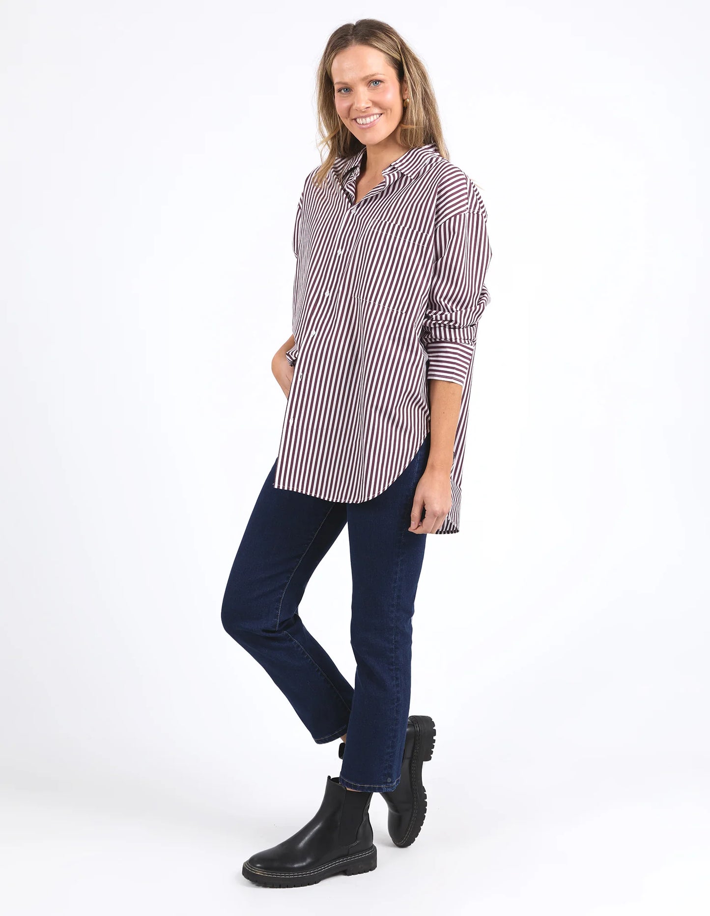 ELM : Lila Stripe Merlot & White - Shirt