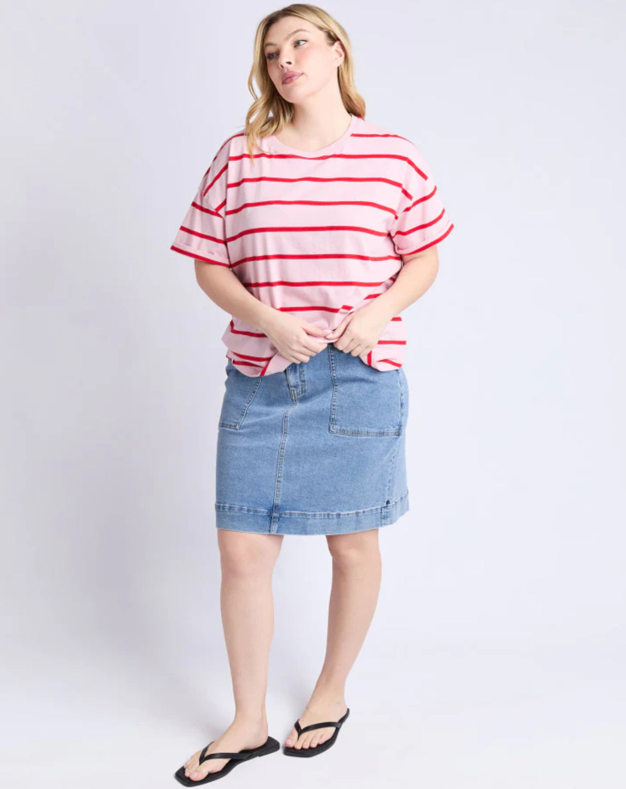 ELM : Halli Stripe Tee - Pink Stripe