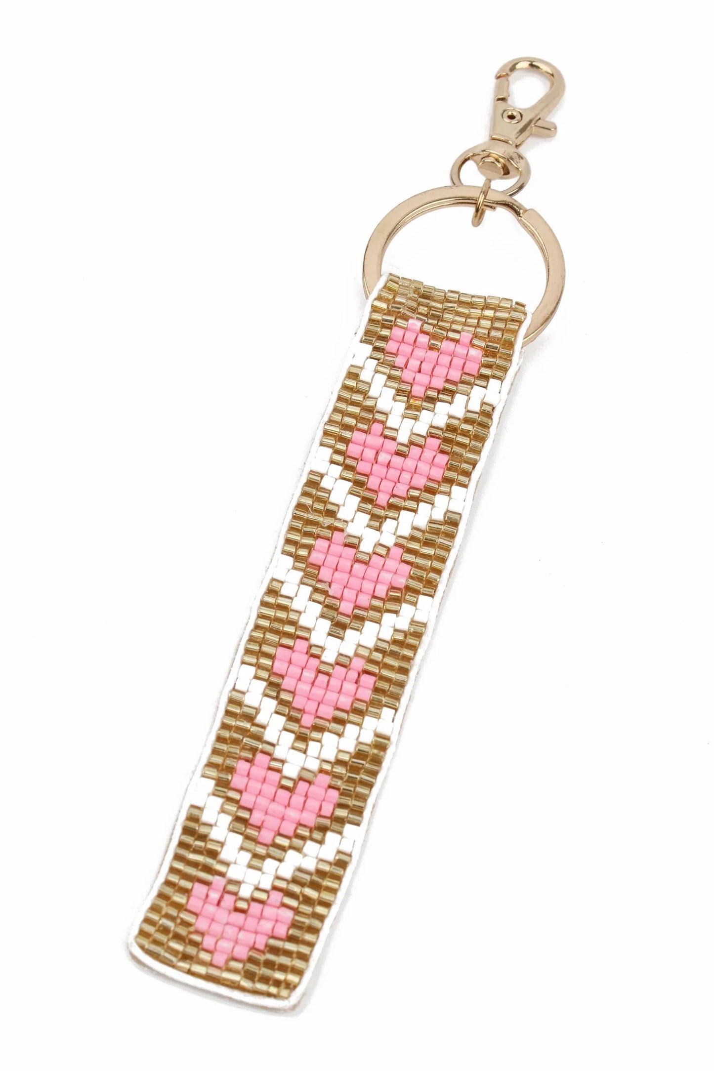 MY DORIS : Gold Pink Heart - Keyring Bag Charm