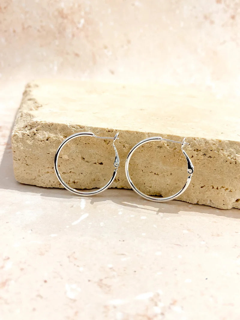 LUSTRE & SAGE: 30mm Classic Silver Hoop - Earrings
