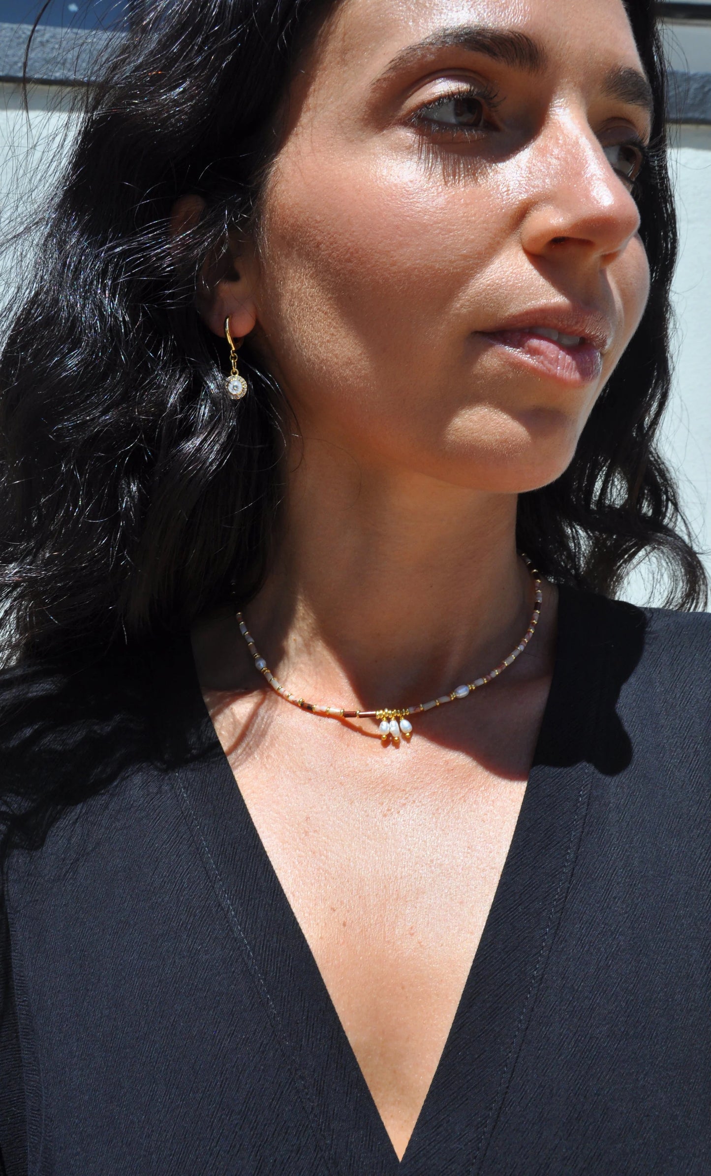 TUNIK: Empress Freshwater Pearl & Jasper Beaded - Necklace