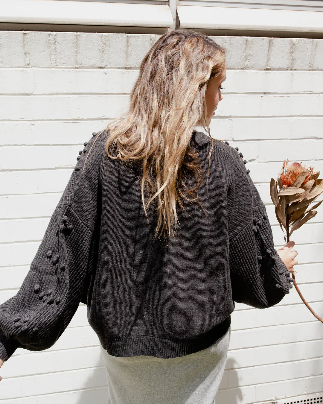 THRD LABEL : Bowie Bobble Knit - Charcoal Marle