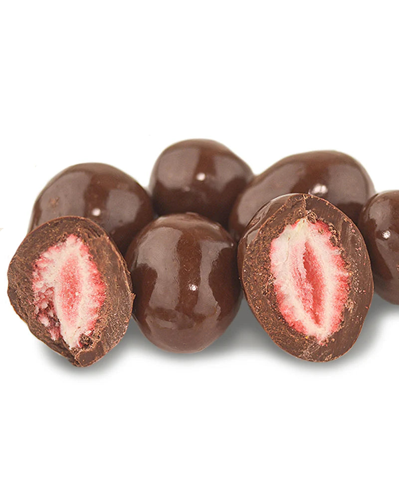 JUST SWEETS: Dark Chocolate Freeze Dried Strawberries- 150 Bag