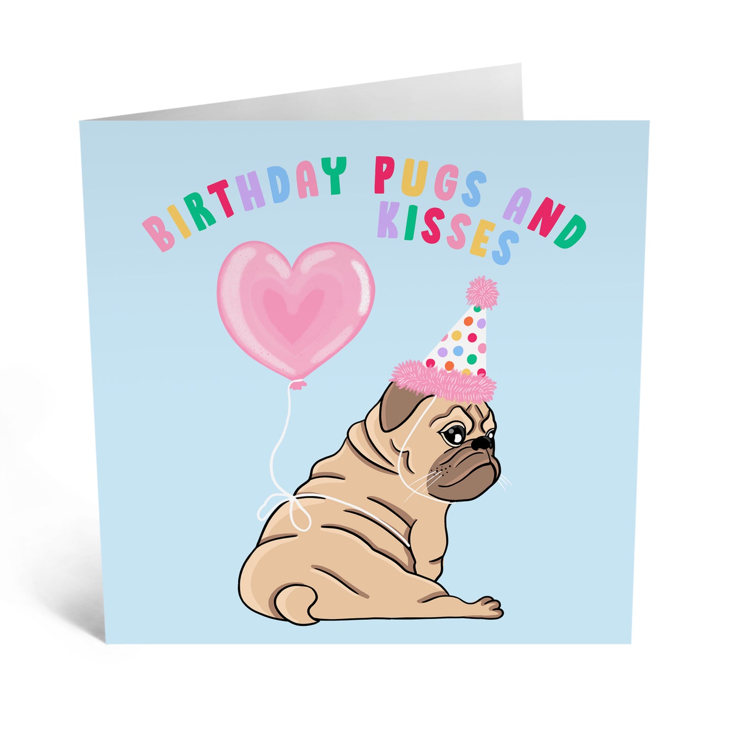 GREETING CARD : Birthday Pugs and Kisses - Birthday Card