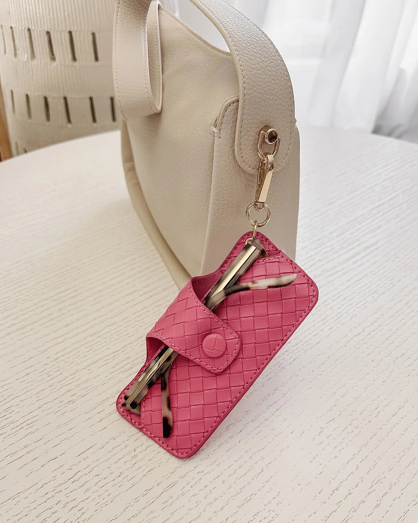 LOUENHIDE: Skittle Woven Hot Pink - Sunglass Case