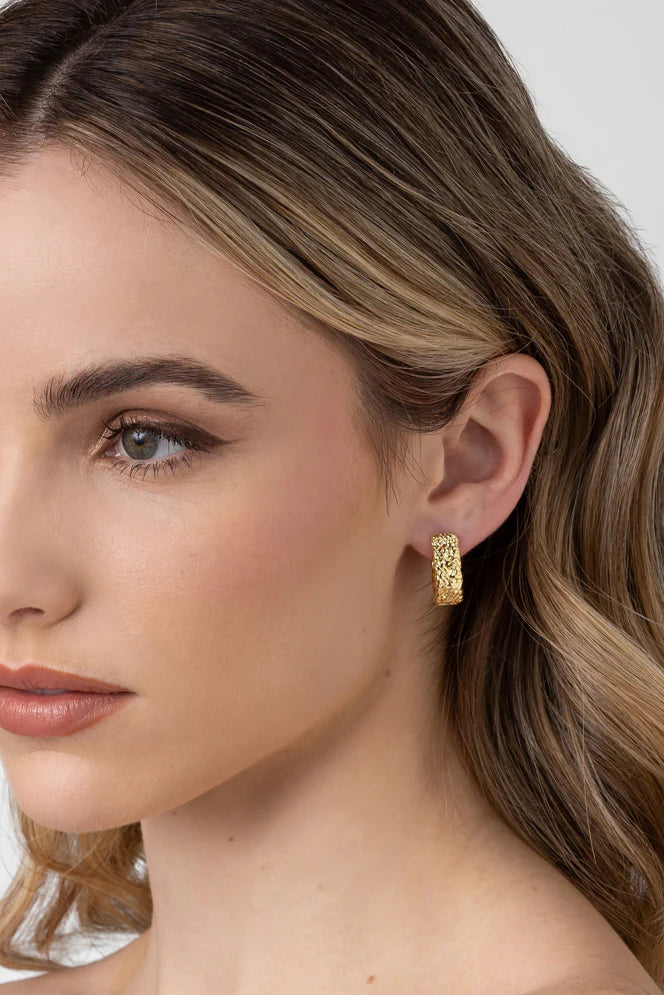 LIBERTE : Martha Textured Hoop - Gold Earring