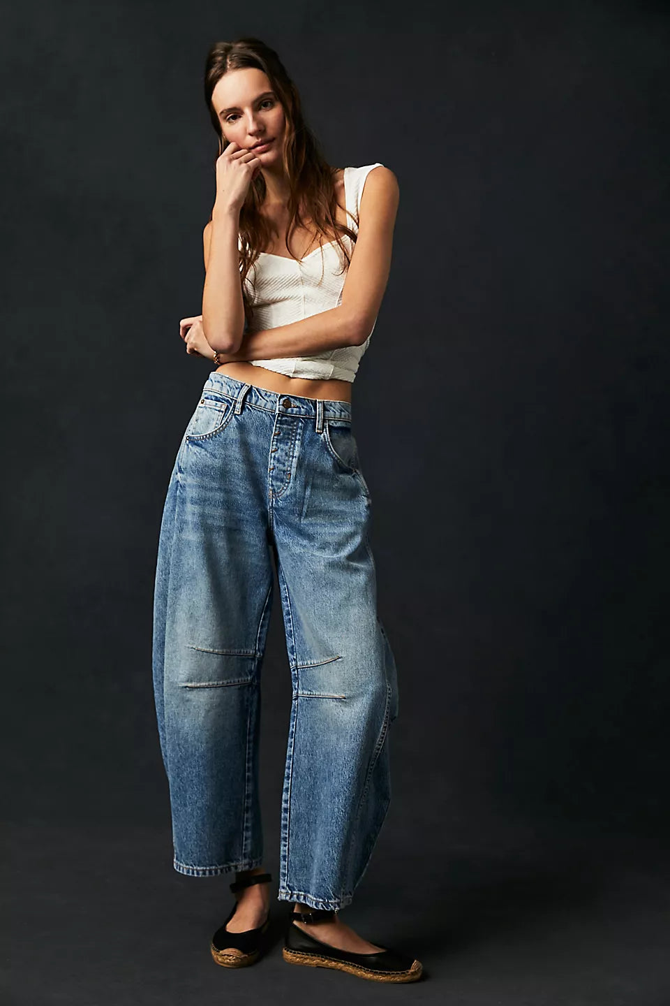 FREE PEOPLE : Good Luck Mid-Rise Barrel Jeans