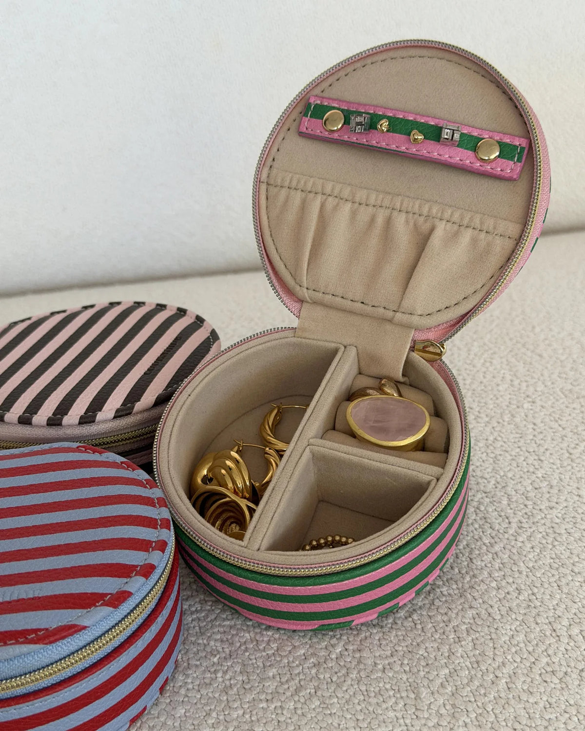 LOUENHIDE: Sisco Stripe Green/Bubblegum Pink - Jewellery Box