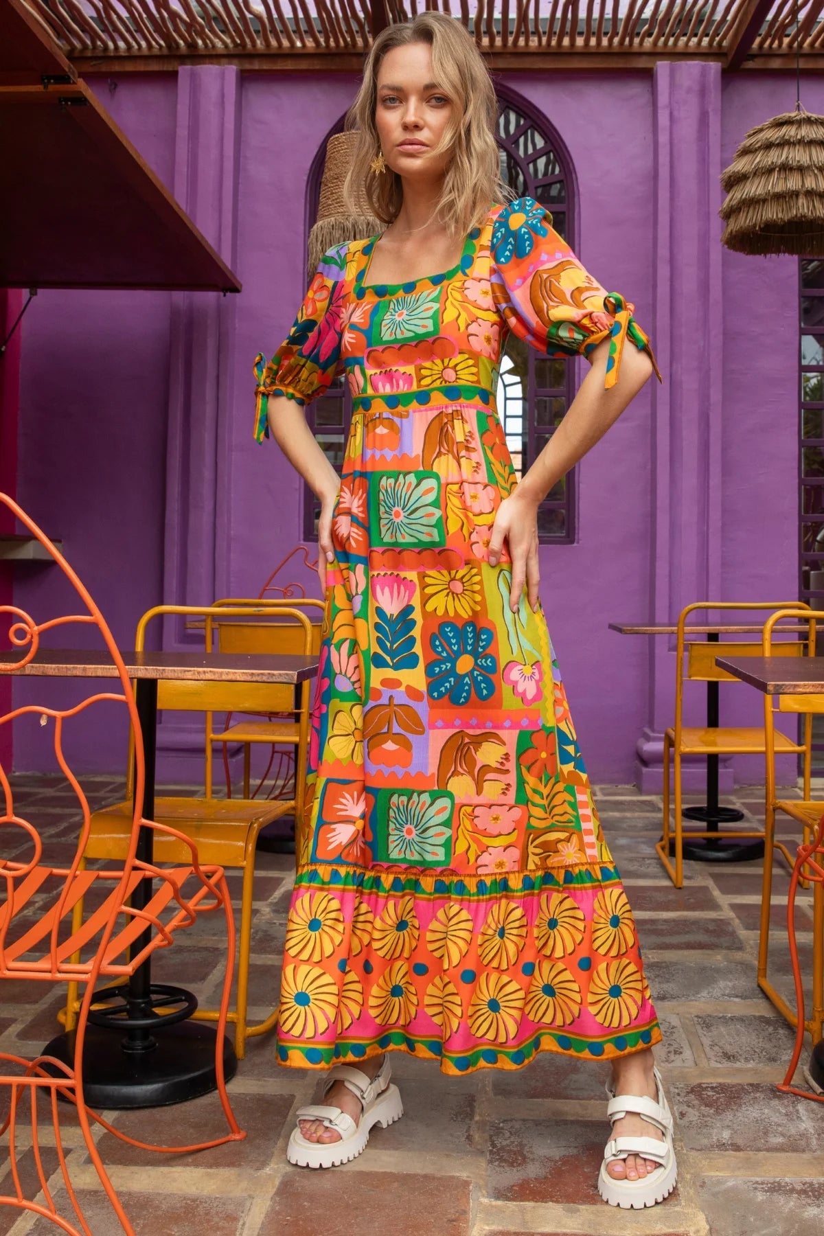 NINE LIVES BAZAAR : Tarot Midi Dress - Rainbow
