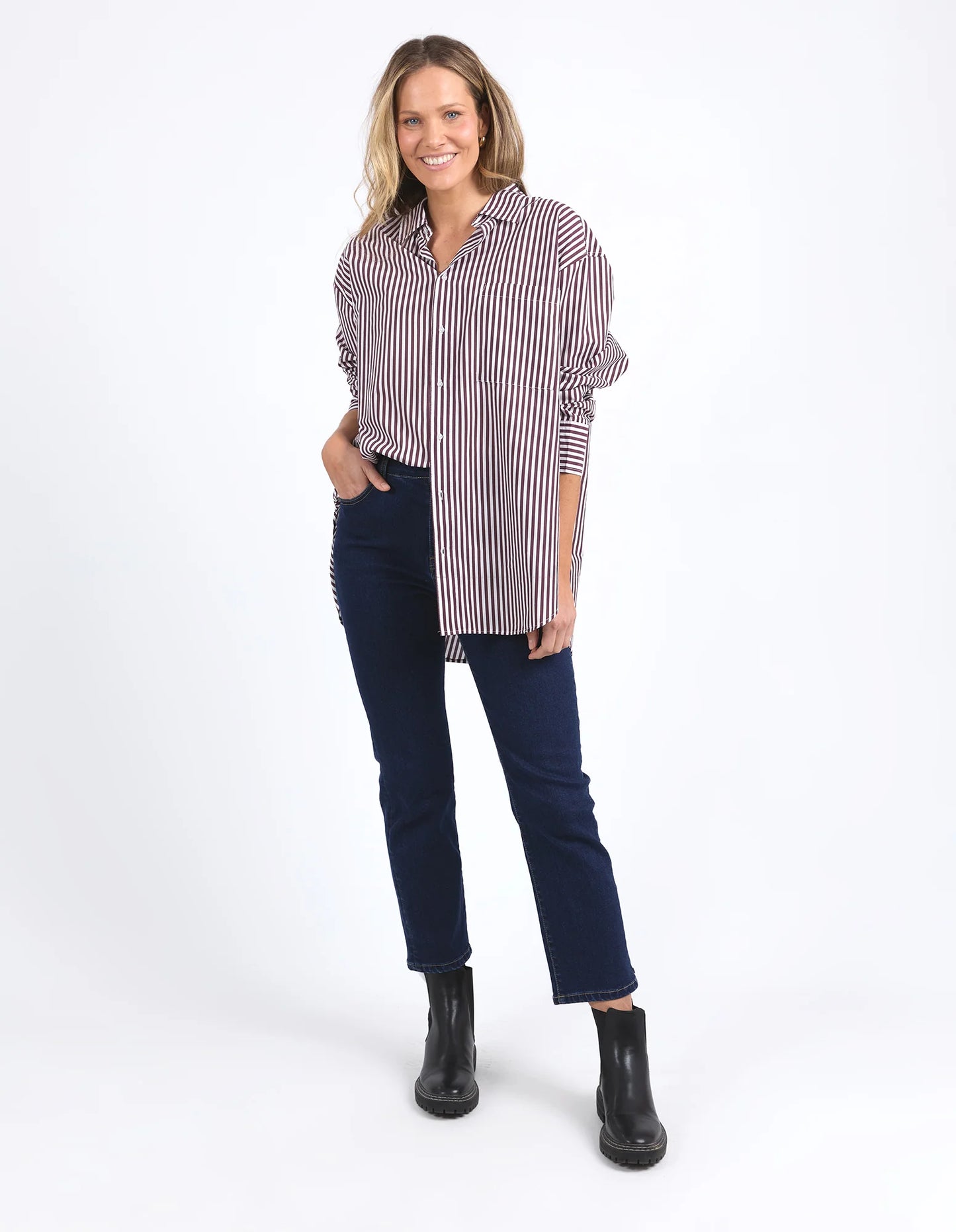 ELM : Lila Stripe Merlot & White - Shirt
